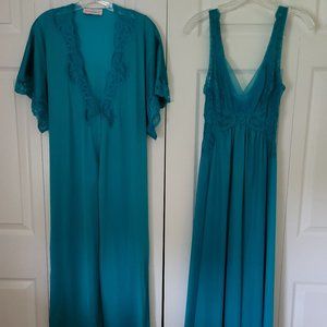 Vandemere Turquoise Nightgown Set, Size Medium